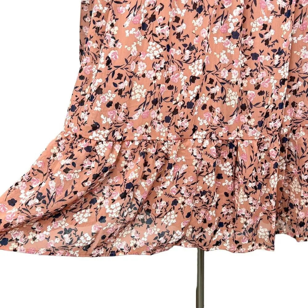 NWT Adyson Parker Floral Tiered Puff Long Sleeve Dress Sz 1X Cedarwood Combo